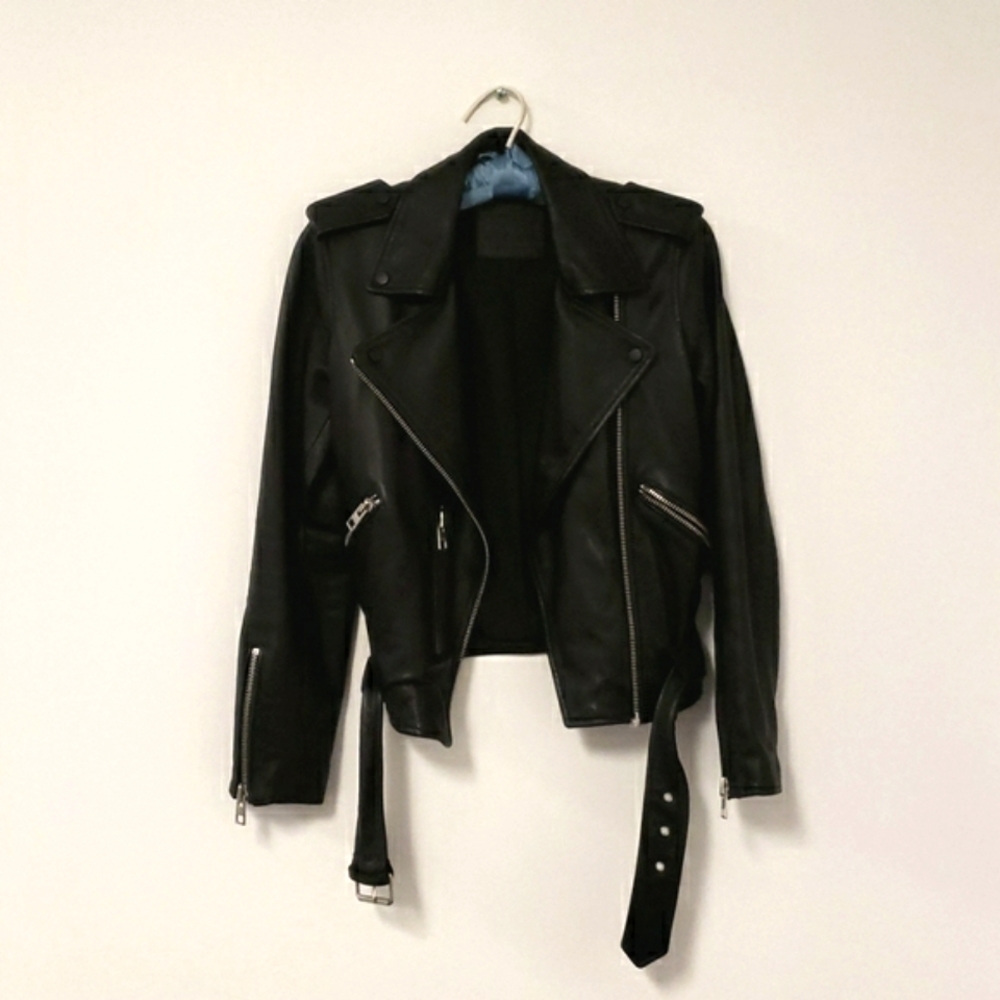 All Saints Black Leather Biker Jacket